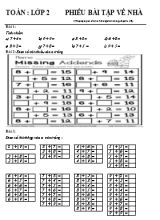 Phiếu bài tập về nhà môn Toán Lớp 2